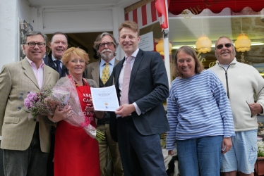 Derek with Christine Chard, owner of the Cornish Candy Shoppe. 